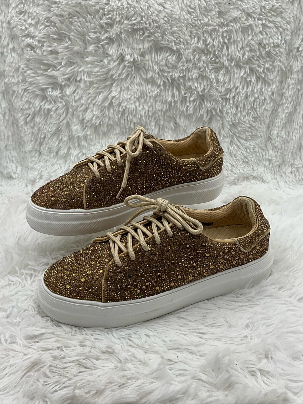 Hey Girl by Corey’s Sneakers Size 9 Gold Glitter Rhinestones Platform Sneakers